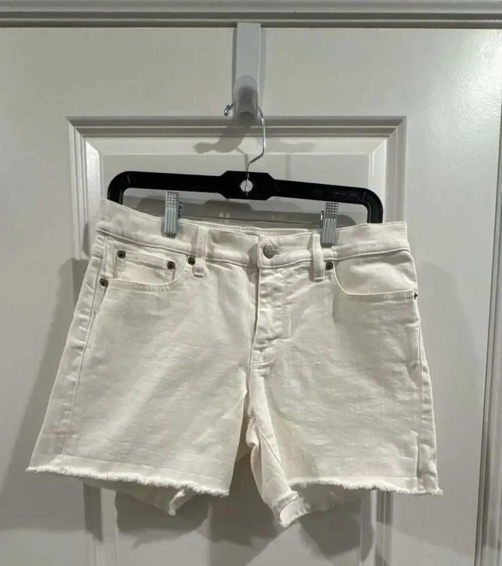 J. Crew Denim Shorts Size 27 White Raw Hem